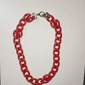Red Chunky Plastic Chain Link Necklace